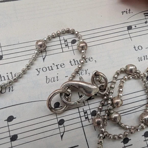 Classic Silvertone Beaded Long Necklace - Women Jewelry - Picture 6 of 7